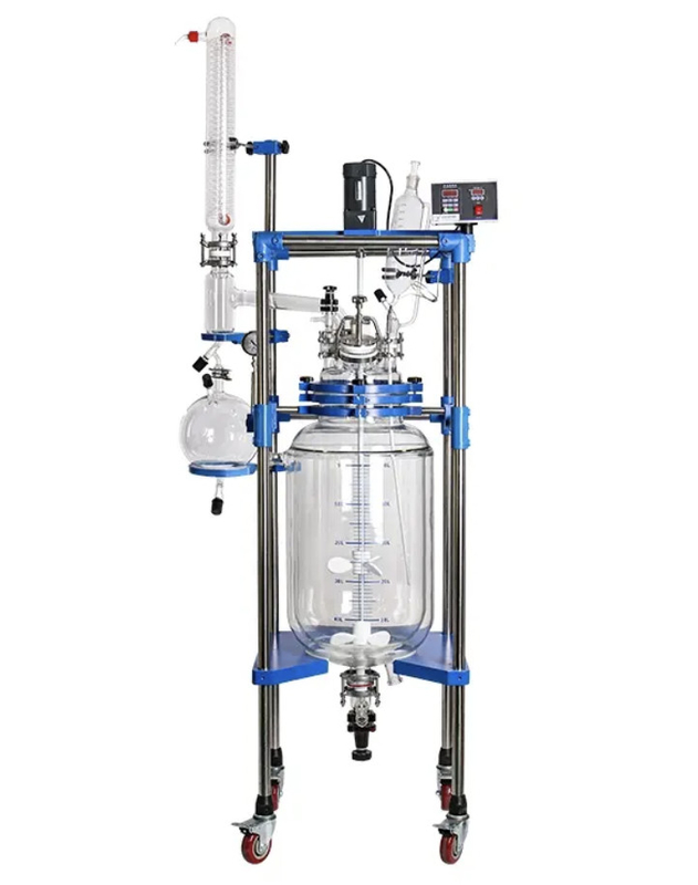 Floor Stand Semi Automatic Laboratory Glass Reactor 10L Chemical Reaction Kettle