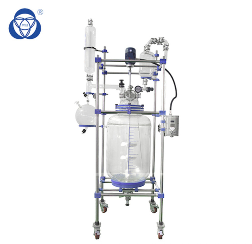 30l High Efficient Jacketed Glass Reaction Kettle With Condenser