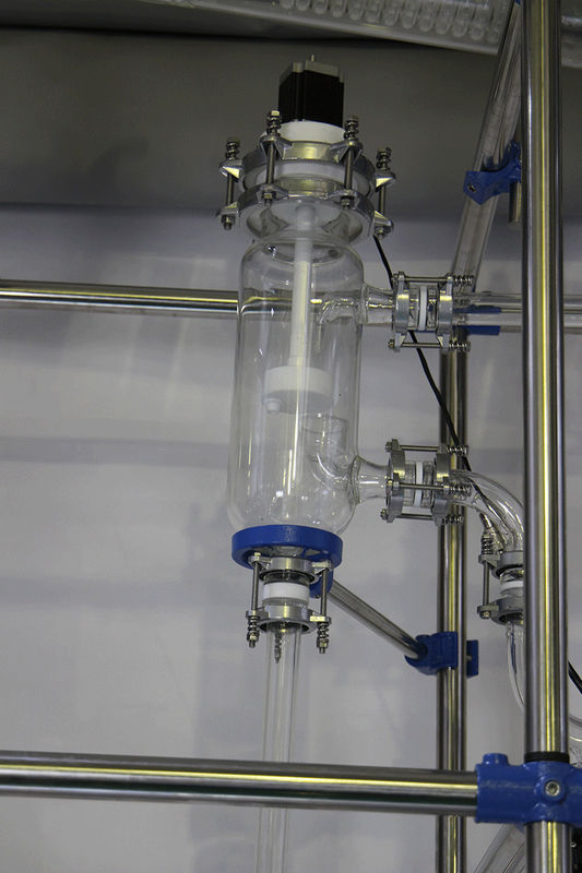 Ptfe Sealing Single Layer Glass Reactor , Jacketed Glass Reactor With Cold Trap Chiller