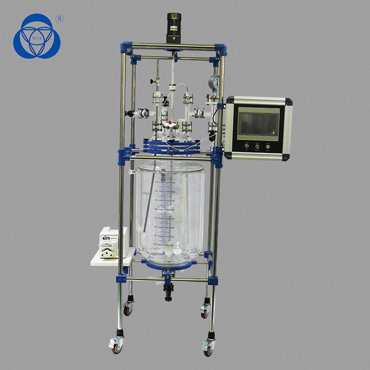 100 Liter Lab Glass Reactor , Stainless Steel Glass Reactor Vessel High Borosilicate 3.3
