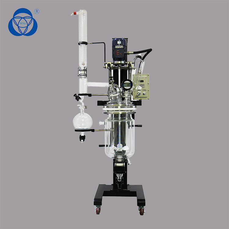 Lab Use Elevating Rotary Jacketed Glass Reactor Vessel For Distillation