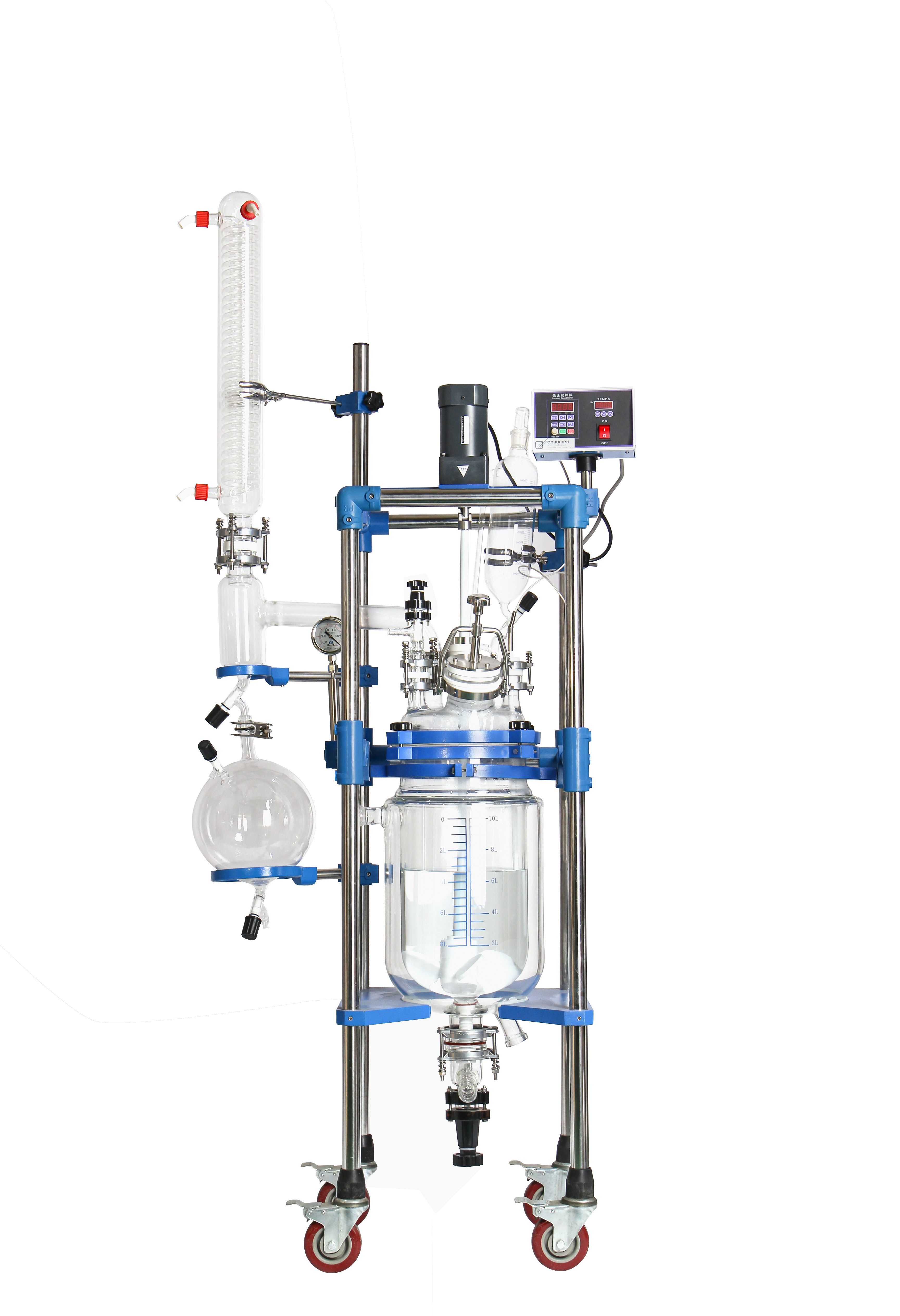 50L Lab Jacketed Glass Reactor Semi-Automatic For Chemical Use