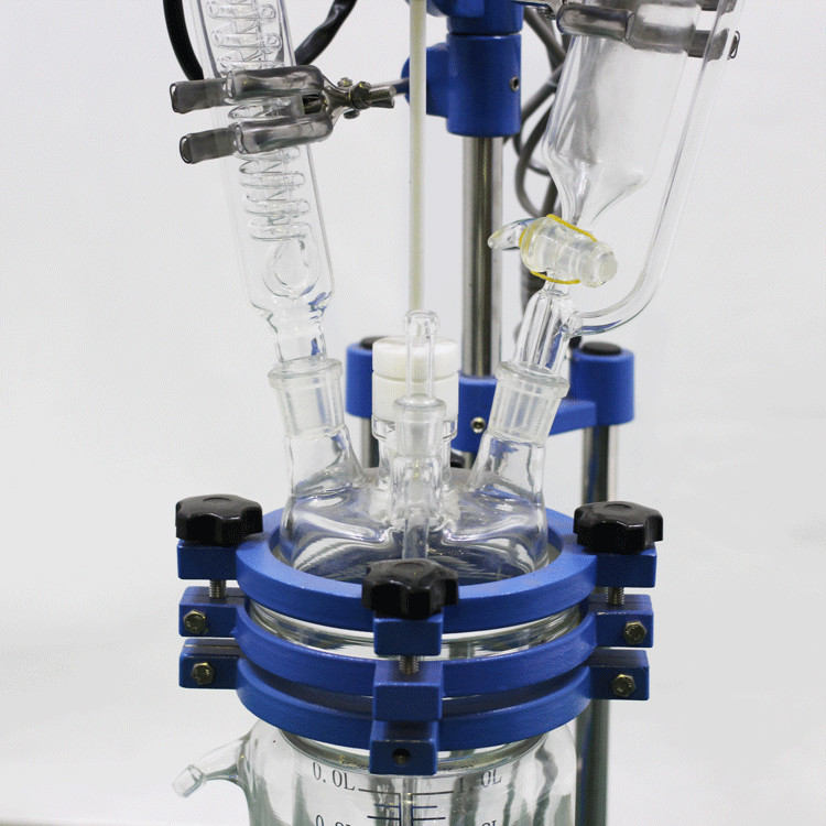 Biological Jacketed Glass Vessel , Chemical Glass Reactor Constant Pressure Feeding